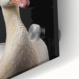 Close-up of a vibrant acrylic wall art piece featuring a detailed design of a flock of geese, showcasing rich colors and intricate textures, perfect for home decor.
