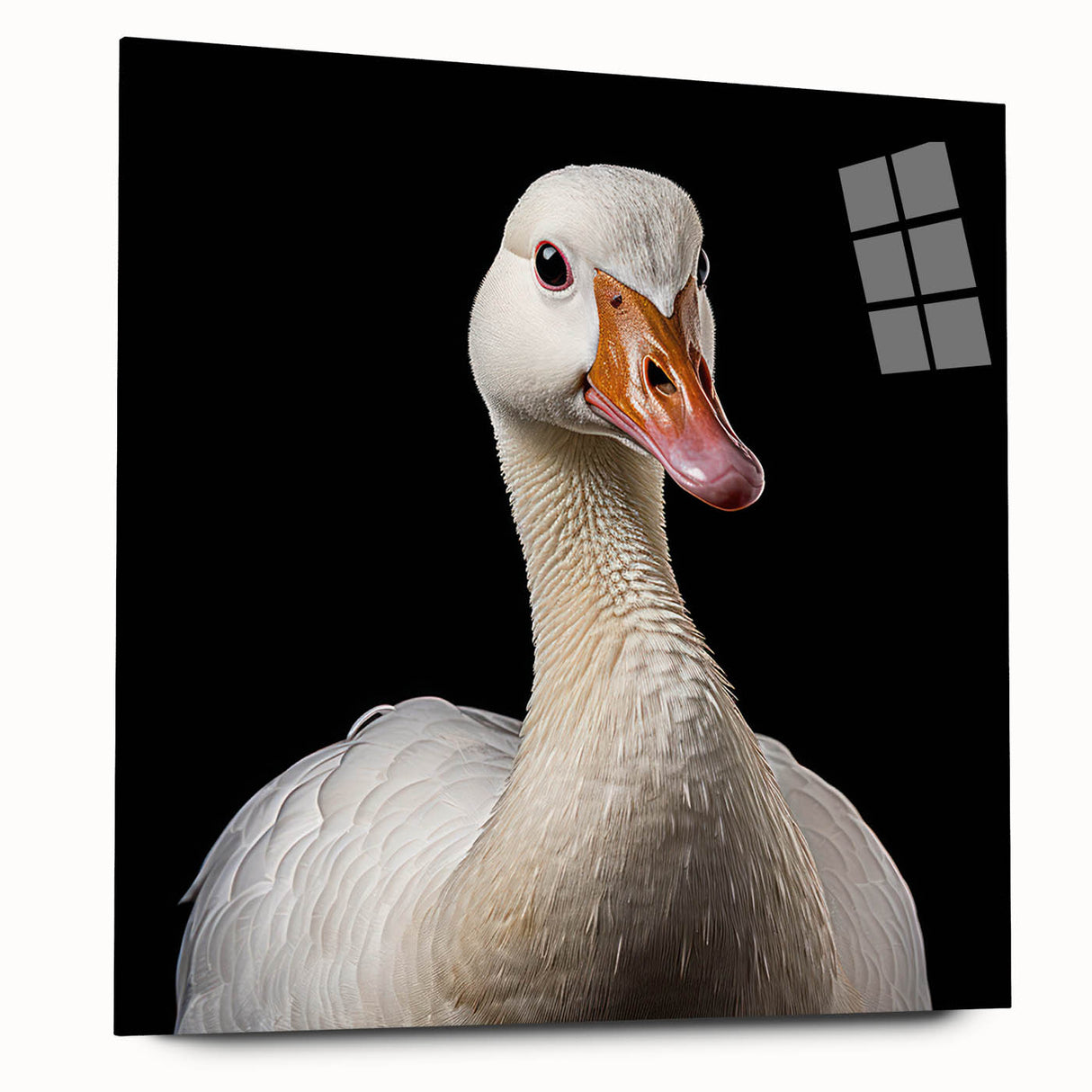 Elegant acrylic glass wall art featuring a detailed goose design, showcasing vibrant colors and a side view without pins, perfect for modern decor.