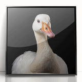 Framed wall art featuring a stylish goose design on acrylic, showcasing a sleek black frame, perfect for modern home décor and nature enthusiasts.