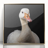 Framed wall art featuring a stylish design of geese in a serene landscape, highlighted by a gold acrylic frame, perfect for modern home decor.
