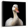 Framed wall art showcasing a striking goose design on canvas, featuring a black frame and side view, perfect for modern home decor. Ideal for nature enthusiasts.