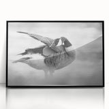 Framed wall art showcasing a stylish goose design in black acrylic, perfect for modern decor. The piece features intricate details and a sleek front view, enhancing any interior space.