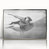 Framed wall art featuring an elegant goose design with a silver-acrylic finish, showcasing intricate details and vibrant colors, perfect for home decor.