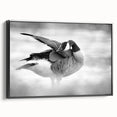 Framed wall art collection showcasing a stylish goose design on canvas, featuring a sleek black frame, perfect for modern home decor and accentuating interiors.