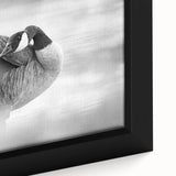 Framed canvas close-up of a vibrant goose design, showcasing intricate details and colors, perfect for enhancing modern home decor with a nature-inspired theme.
