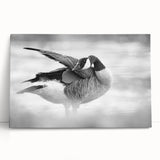 Stretched canvas wall art showcasing a serene goose design, featuring soft pastel colors and a minimalist aesthetic, perfect for modern home decor.
