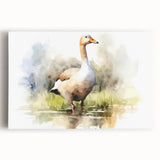 Stretched canvas wall art displaying a vibrant goose design, featuring intricate details and bold colors, ideal for enhancing home decor aesthetics.