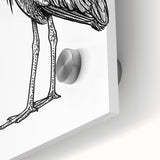 Close-up view of a stunning wall art collection featuring a heron and egret design, showcasing intricate details and vibrant colors on acrylic glass, perfect for modern decor.
