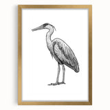 Elegant wall art featuring a heron and egret design framed in gold, with a mat for added sophistication, perfect for enhancing any interior decor.