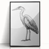 Framed wall art featuring a heron and egret design in an elegant black frame, showcasing intricate details and vibrant colors, perfect for enhancing home decor.