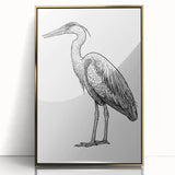 Framed wall art featuring a heron and egret design in elegant gold accents, showcasing intricate details against a modern background, perfect for home decor.