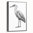 Framed wall art showcasing a serene heron and egret design on a black background, perfect for enhancing modern home decor. Ideal for bird lovers and nature enthusiasts.
