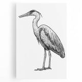Stretched canvas wall art displaying a serene heron and egret design in soft blues and greens, perfect for nature lovers and home decor enthusiasts.