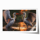 Elegant heron and egret wall art print showcasing intricate bird designs in soft pastel colors, perfect for enhancing home decor and creating a serene ambiance.