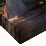 Close-up of a vibrant heron and egret design on stretched canvas wall art, showcasing intricate details and colors, perfect for nature-inspired decor.