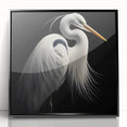 Framed wall art collection showcasing a stylish black-front design featuring elegant herons and egrets, perfect for enhancing modern decor in homes or offices.