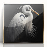 Framed wall art featuring a stunning heron and egret design, highlighted by a gold-acrylic finish, perfect for enhancing modern decor in any space.