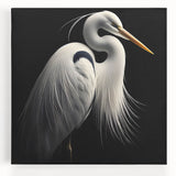 Stretched canvas wall art featuring elegant herons and egrets in a serene natural setting, showcasing vibrant colors and intricate details, perfect for home decor.