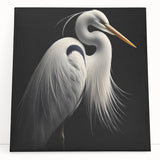 Stretched canvas wall art featuring a serene heron and egret design, showcasing vibrant colors and intricate details, perfect for enhancing home decor.