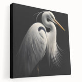 Stretched canvas wall art showcasing a serene heron and egret design, featuring soft pastel colors and intricate details, ideal for nature-themed decor.