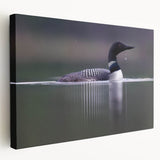 Stretched canvas wall art featuring a serene heron and egret design in soft blues and greens, ideal for enhancing modern decor and nature-inspired spaces.