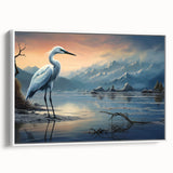Framed wall art collection showcasing a heron and egret design on a white background, highlighting elegant birds in natural colors, ideal for home decor.