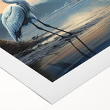 Elegant rolled canvas artwork showcasing a heron and egret design, perfect for nature enthusiasts. The vibrant colors and intricate details make it a stunning addition to any decor. Packaged securely in a cardboard tube for safe delivery.