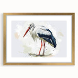 Elegant framed wall art collection featuring a heron and egret design, with a gold frame and mat, perfect for enhancing home decor aesthetics.