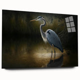 Side view of a heron and egret-themed acrylic glass wall art piece showcasing vibrant colors and intricate design, ideal for enhancing modern decor.