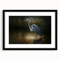 Framed wall art collection showcasing elegant herons and egrets in a serene nature scene, with a sleek black mat enhancing the artwork's beauty. Perfect for modern decor.