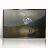 Framed wall art collection featuring elegant heron and egret designs in vibrant colors, set in a sleek silver frame, perfect for enhancing modern decor.