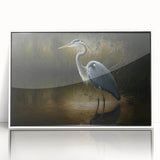 Framed wall art collection featuring a heron and egret design, with a sleek white frame and acrylic finish, perfect for enhancing modern home decor.