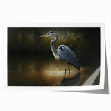 Elegant rolled print showcasing a heron and egret design, featuring vibrant colors and intricate details. Ideal for enhancing any home decor with a nature-inspired theme.