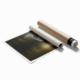 Elegant wall art featuring a heron and egret design, showcasing intricate details and vibrant colors on a rolled print, perfect for enhancing home decor.