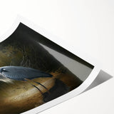 Elegant heron and egret design showcased in a rolled wall art print, featuring vibrant colors and intricate details, perfect for enhancing home decor.