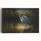 Stretched canvas wall art showcasing a serene heron and egret design, featuring vibrant colors and intricate details, perfect for enhancing home decor.