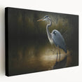 Elegant wall art featuring a side view of a heron and egret design on stretched canvas, showcasing vibrant colors and intricate details, perfect for nature lovers.