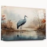 Elegant side view of a wall art collection featuring heron and egret designs, printed on acrylic glass with decorative pins. Ideal for modern interior decor.