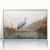 Framed wall art collection showcasing an elegant heron and egret design, featuring a sleek white frame and acrylic front, perfect for enhancing home decor.