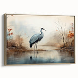Framed canvas wall art collection showcasing elegant herons and egrets in a gold-accented design, perfect for enhancing modern home decor with nature-inspired elegance.