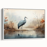 Framed wall art collection showcasing a serene heron and egret design on a white background. The canvas features vibrant colors and elegant details, perfect for enhancing home decor.