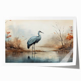 Elegant wall art showcasing a heron and egret design, featuring vibrant colors and intricate details, perfect for enhancing home decor in any setting.