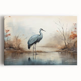 Elegant wall art collection featuring a heron and egret design on stretched canvas, showcasing vibrant colors and fine details, perfect for nature lovers' decor.