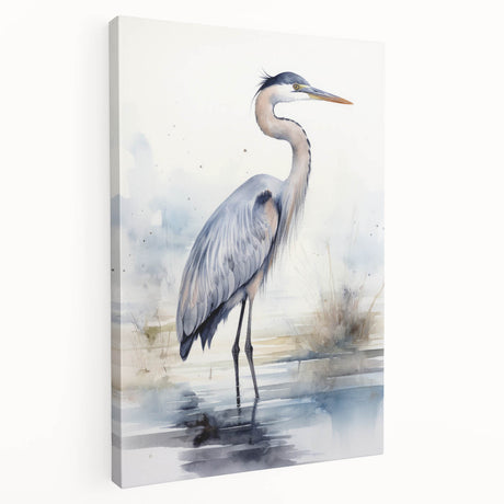 Elegant wall art canvas featuring a serene heron and egret design in soft pastel colors, ideal for enhancing home decor with a nature-inspired theme.