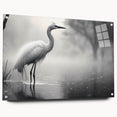 Elegant acrylic wall art showcasing a side view of a heron and egret design, framed with pins, perfect for enhancing contemporary home decor.
