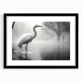 Elegant wall art collection featuring a heron and egret design, framed in black with a mat. Perfect for enhancing living spaces with nature-inspired decor.