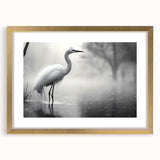 Elegant wall art collection featuring a heron and egret design, framed in gold with a mat, showcasing nature-inspired decor for home interiors.