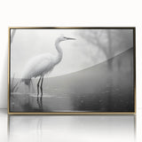 Framed wall art featuring a heron and egret design in gold accents, showcasing intricate details against a soft background, perfect for enhancing home decor.