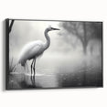 Framed wall art featuring a stunning heron and egret design, showcasing elegant birds in a serene setting, with a sleek black frame that enhances its modern aesthetic. Perfect for nature lovers and home decor enthusiasts.