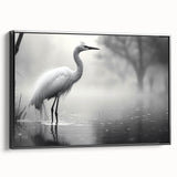 Framed wall art featuring a stunning heron and egret design, showcasing elegant birds in a serene setting, with a sleek black frame that enhances its modern aesthetic. Perfect for nature lovers and home decor enthusiasts.